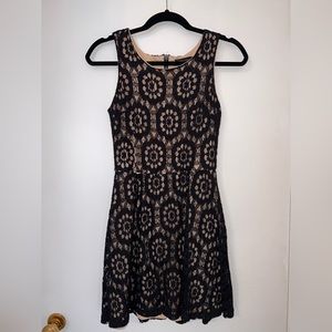 Black lace overlay skater dress